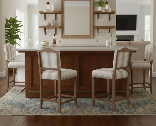 Vista 8 de EALSON Farmhouse - Juego de 2 taburetes de bar de cocina de altura de mostrador con respaldo, sillas de bar de madera modernas de mediados de siglo