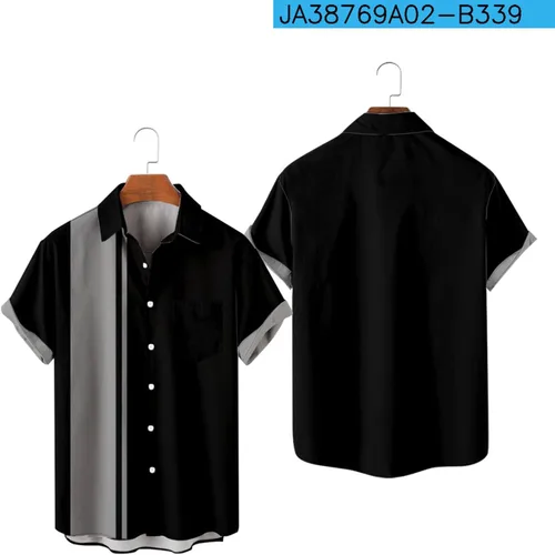 Vista 3 de Camisetas para hombre 2023 Casual Elegante Cuba Guayabera Camisa de Verano Manga Corta Color Block Camisas de Vestir