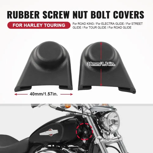 Vista 2 de FSFY - 2 piezas de cubierta de tuerca de perno de goma impermeable negra apta para motocicleta Harley Touring