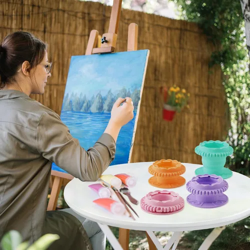 Vista 7 de SESENSE Limpiador de pinceles de pintura – Limpiador de pinceles de silicona plegable con paleta y soporte de almacenamiento de 40 pinceles