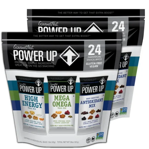 Vista 24 de Power Up Mega Omega Trail Mix Gourmet Nut - Bolsa de mezcla de frutos secos, 14 onzas
