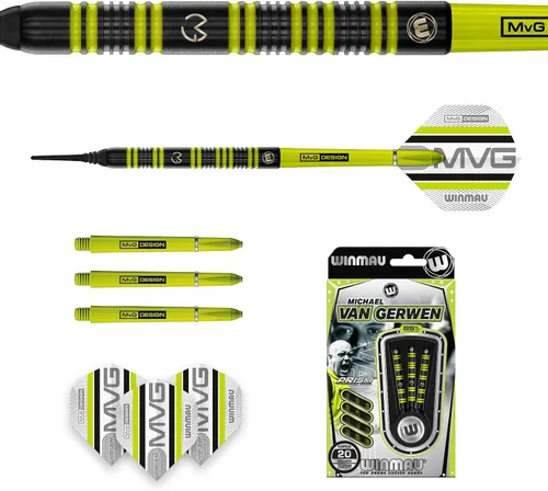 Vista 5 de Winmau Michael Van Gerwen MvG - Juego de dardos profesionales de tungsteno (85 % cañas)