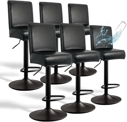 Vista 28 de Fundas de Cuero PU para Taburete de Bar con Respaldos, Paquete de 2 Fundas Elásticas Impermeables para Sillas de Taburete de Bar, Fundas Lavables