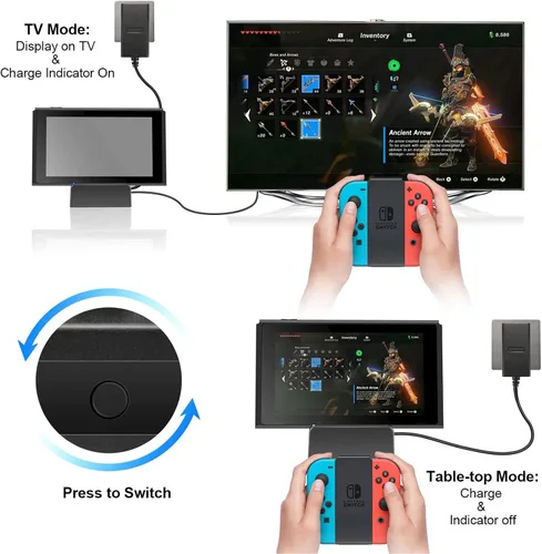 Vista 3 de Switch Dock para Nintendo Switch, estación de acoplamiento portátil Nintendo Switch para TV con puertos de carga HDMI 4K, USB 3.0USB-C, repuesto