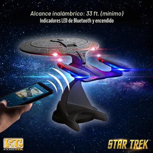 Vista 4 de Star Trek U.S.S. Enterprise 1701-D - Réplica de altavoz Bluetooth, máquina de sonidos de motor para dormir, luz nocturna, efectos de sonido