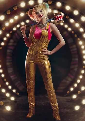 Vista 2 de Disfraz de Harley Quinn de Gold Overalls para mujer