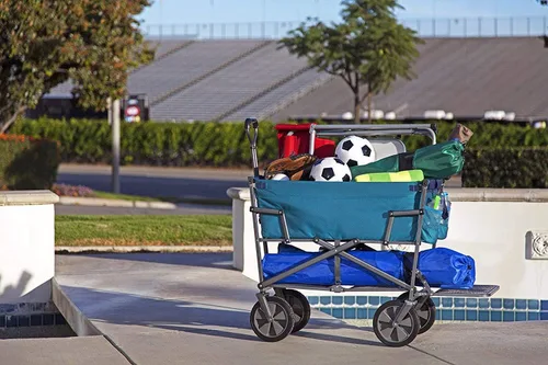 Vista 6 de MacSports Carritos de Dos Pisos Resistentes Plegables para Exteriores Carrito Plegable Portátil Ligero Carrito Utilitario, Carrito Deportivo Todo