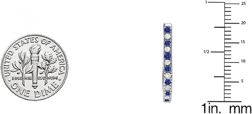 Vista 4 de Dazzlingrock Collection Pendientes de aro redondos de oro de 14 quilates con zafiro azul y diamante blanco para mujer