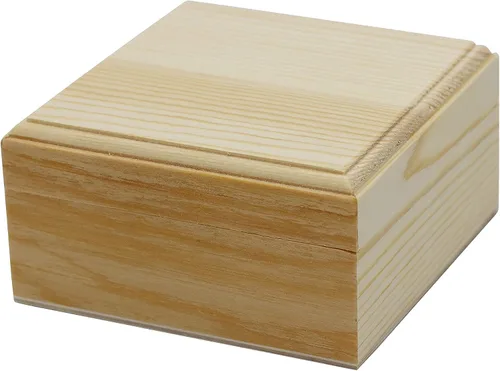 Vista 2 de Creative Hobbies Mini caja de madera sin terminar con tapa con bisagras y cierre magnético, 3.5 pulgadas, perfecta para artes, manualidades