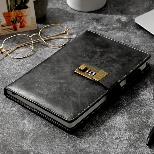 Vista 7 de CAGIE Diario con candado para hombre, recargable, 192 páginas forradas, diario bloqueado con bolígrafo, diario A5 con cerradura para escribir regalo