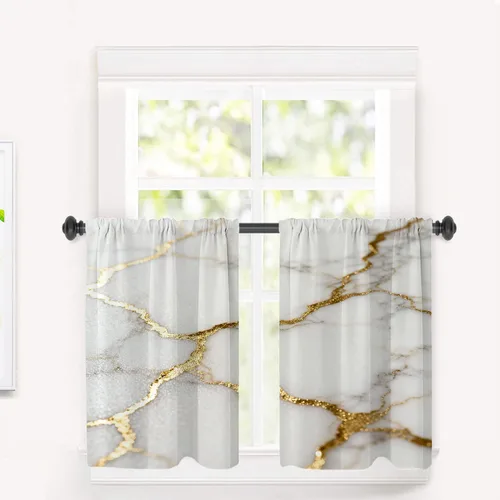 Vista 176 de Cortinas opacas de poliéster multicapa marrón con diseño de bosque natural, 2 unidades, 26 x 24 pulgadas