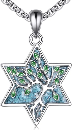 Vista 19 de ONEFINITY Collar de plata de ley 925 con diseño de árbol de la vida con colgante de nudo celta de concha de abulón para mujer
