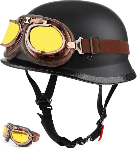 Vista 8 de Casco de motocicleta medio con estilo alemán Casco de media carcasa para motocicletas