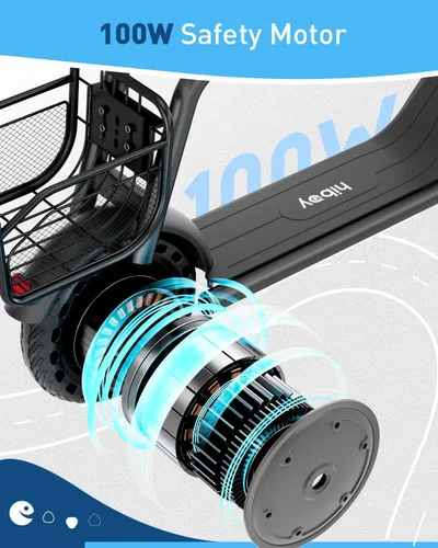 Vista 7 de Hiboy Q2 Lite Electric Scooter for Kids w/Seat, 3-Speed, Brake, Ages 4-10 Negro