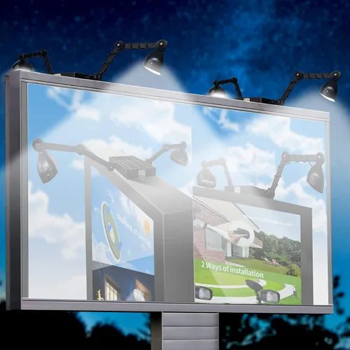 Vista 8 de Luz de señal solar comercial, panel solar de 5.5 V 5.2 W y cabezales de lámpara de aluminio de metal, luz de cartelera 3.7 voltios 5200 mAh
