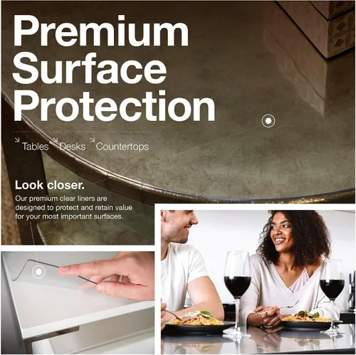 Vista 2 de Protector de mesa transparente, fabricado en EE. UU., seguro, 12 x 16 pulgadas, vinilo ultra suave de 2 mm de grosor, protector de mesa transparente