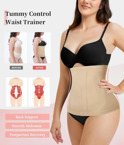 Vista 2 de AOSBOEI Faja moldeadora de cintura con control de abdomen, faja moldeadora de cuerpo, cinturón de recuperación posparto, banda para el vientre
