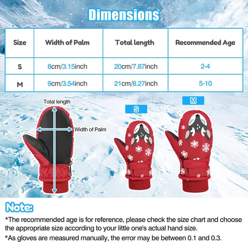 Vista 7 de MoKo Manoplas de esquí para niños, guantes de esquí aislados impermeables para niñas y niños, guantes de nieve de invierno para niños