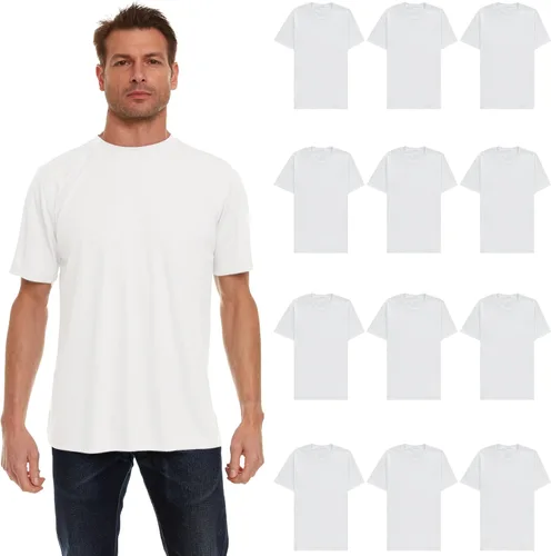 Vista 4 de SOCKS'NBULK Paquete de 12 camisetas de manga corta con cuello redondo y cuello redondo para hombre, mezcla de colores, tamaño a granel Paquete de 12