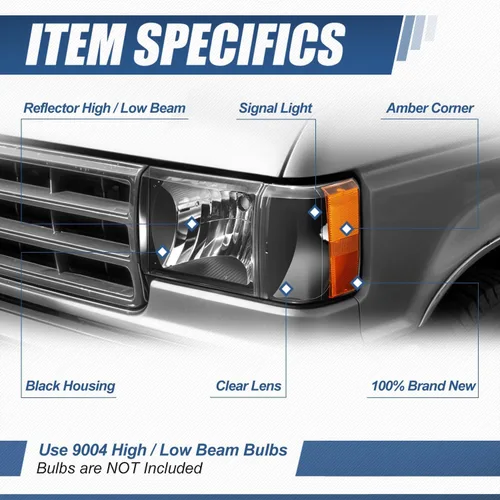 Vista 2 de Auto Dynasty Conjunto de faros delanteros compatible con Ford Bronco F-150 F-250 F-350 1987-1991, reemplazo de faros halógenos del lado