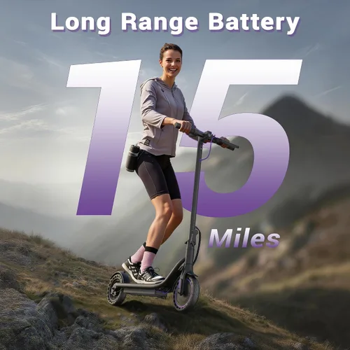 Vista 4 de Electric Scooter for Adults & Teens, 350W Motor, 15 Miles Long Range, 19 MPH Max Speed, 8.5" Solid Tire, Lightweight EScooter with Dual Brakes &