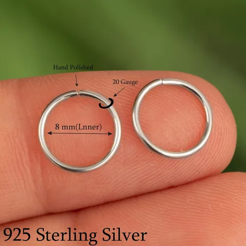 Vista 111 de Aretes de aro de oro de plata – Aretes de aro para mujer, dos piezas de aros de plata fina rellenos de oro, aro de hélice, anillo de tragus, aro