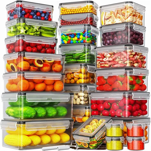 Vista 8 de HOMETALL 40 PCS recipientes de almacenamiento de alimentos con tapas herméticas, recipientes de plástico para preparación de comidas 100% a prueba