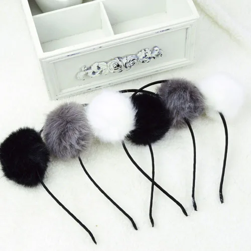 Vista 3 de BAOBAO - Diadema de pelo sintético y esponjoso, orejas de gato, diseño de panda