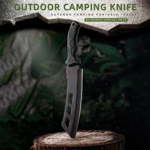 Vista 8 de REAT Machete con sierra, machete resistente de 16 pulgadas con funda, cuchillo de jardinería de doble propósito para cortar y aserrar, mango