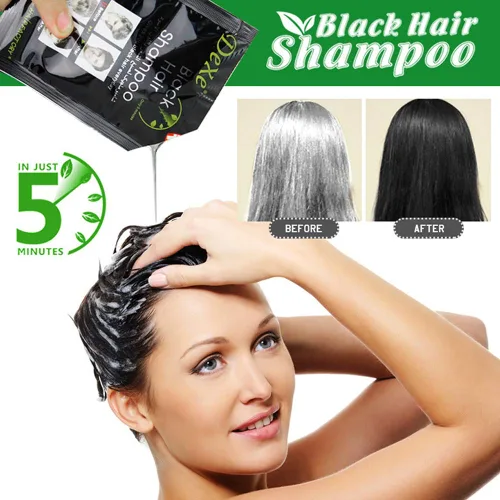 Vista 2 de Champú de tinte instantáneo para el cabello Champú semipermanente para el cabello - 10 bolsas/caja (negro)