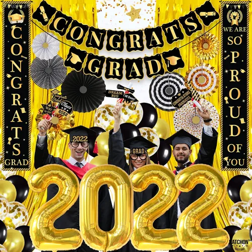 Vista 6 de Enormes decoraciones de fiesta de graduación 2022 – Paquete de 63 Cartel «We Are So Proud Of You» con accesorios de cabina de fotos de graduación