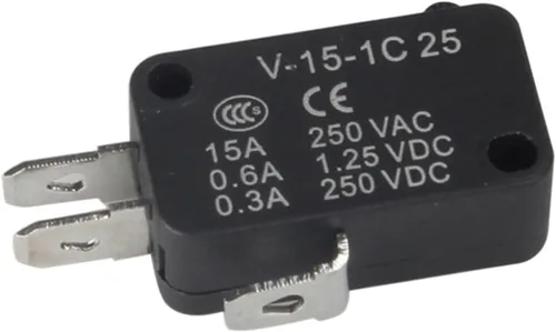 Vista 2 de HEXEH Interruptor de límite V-15-1C25 Negro de tamaño pequeño Mini Punto Acción/Límite/Carrera/Interruptor de viaje Cobre (10 piezas)