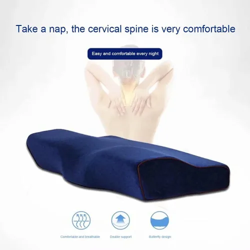 Vista 7 de Almohadas de espuma viscoelástica, gel refrescante, almohada ortopédica cervical para dolor de cuello, tamaño ergonómico estándar con funda lavable