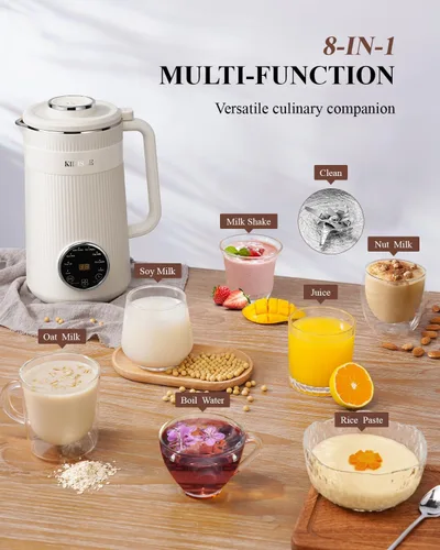 Vista 2 de KIDISLE 8 en 1 licuadora para hacer leche de frutos secos, 32oz Soja casera, almendra, avena, coco, bebidas a base de plantas y sin lácteos, máquina