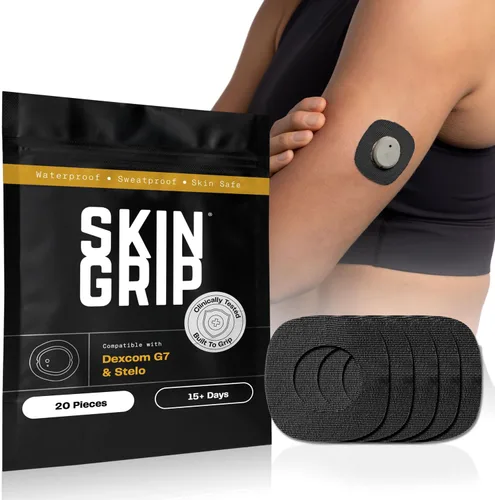 Vista 12 de Skin Grip Parches adhesivos para Dexcom G7 y Stelo CGM con recorte, cubierta impermeable y resistente al sudor para sensor continuo de monitor