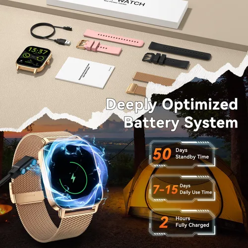 Vista 7 de Smart Watch for Women Android/iPhone: Fitness Tracker Smart Watches Rose Gold IP68 Waterproof Bluetooth Calls Answer&Make 1.85" Smartwatch Activity