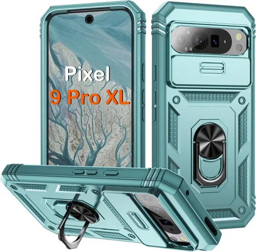 Vista 144 de PASNEW Funda militar para iPhone 13 Pro Max, cubierta de cámara deslizante y soporte de anillo de metal de 360°, carcasa rígida multicapa resistente