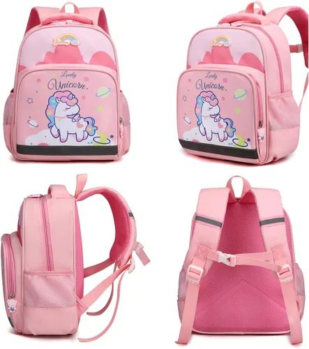 Vista 3 de LESNIC Mochila A8 para niños, Rosado, Mochilas para niños