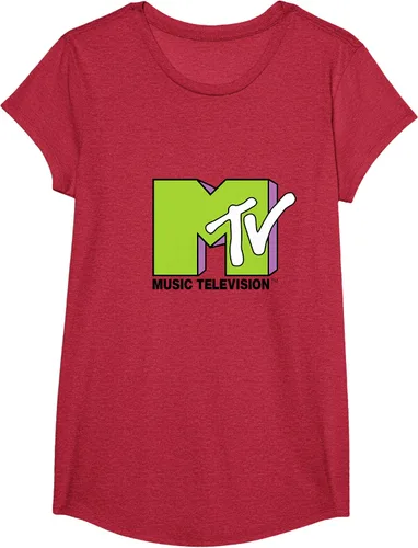 Vista 45 de Camiseta de tratamiento de relleno con logotipo MTV verde lima y morado, Negro, S Azul Marino