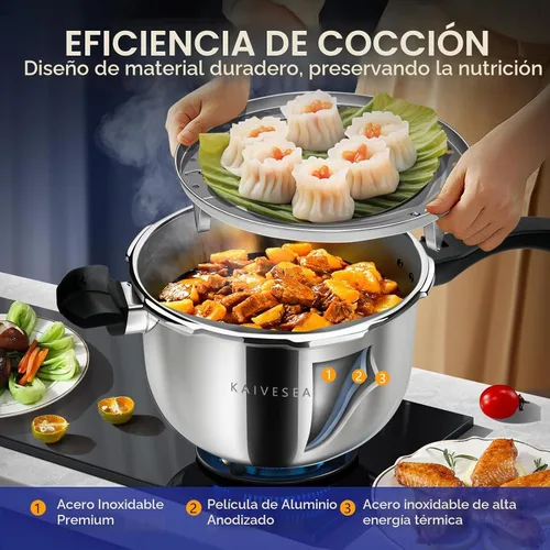 Vista 5 de Mini olla a presión de acero inoxidable de 3.17 cuartos de galón, olla resistente de grado alimenticio, cocción rápida, segura y duradera