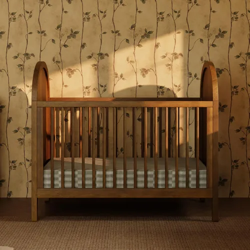Vista 2 de Babyletto Bondi - Cuna convertible 3 en 1 con kit de conversión de cama para niños pequeños en nogal natural, certificado Greenguard Gold 2-Nogal
