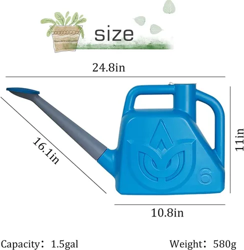 Vista 2 de XXXFLOWER Regadera Azul de 1.5 Galones para Jardín Exterior, Flores y Plantas, Regaderas Ligeras de 6 L con Boquilla Desmontable, Maceta Regadora