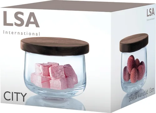 Vista 5 de LSA CJ01 City Bowl & Walnut Tapa Ø5in/H4.25in Transparente