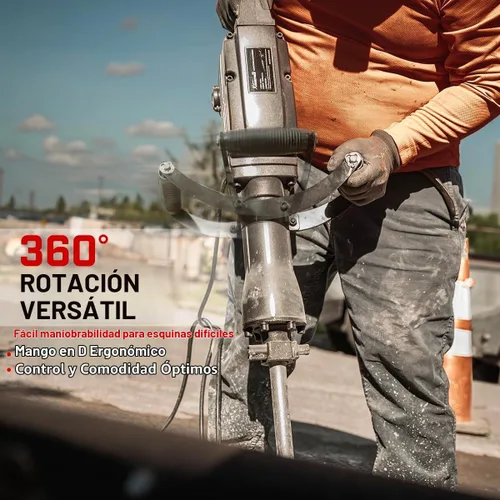 Vista 3 de XtremepowerUS - Martillo eléctrico de demolición Pro-series de 2200 W, rompedor de concreto con cincel plano y punta de cincel con estuche