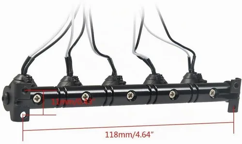 Vista 5 de Barra de luz LED para techo metálico (4 ledes) para SCX10