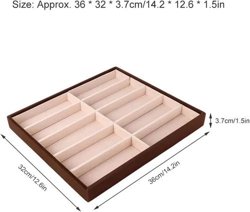 Vista 3 de Cyrank Caja de 10 rejillas para lentes de sol, organizador de lentes de sol, bandeja de almacenamiento para lentes de sol, organizador de terciopelo