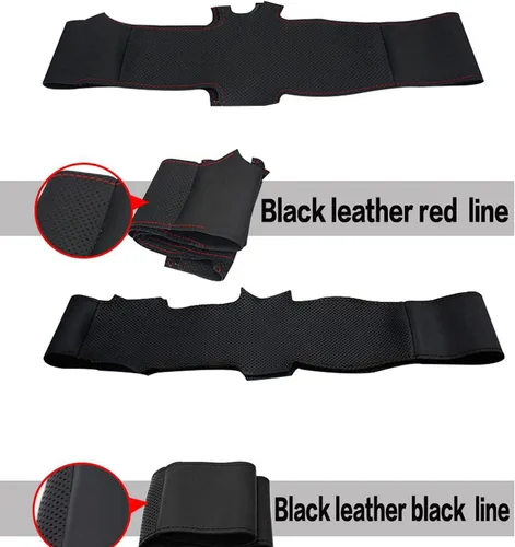 Vista 3 de ZIRIA Funda de cuero negro cosida a mano para volante de automóvil, para Kia K2 K3 Cerato KX3 K4 K5 Sport Tage KX5 Accesorios de coche