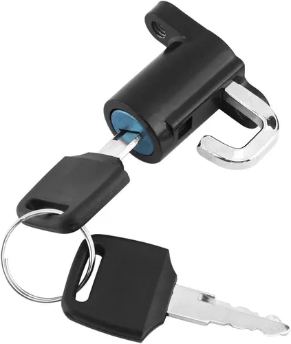 Vista 3 de Cerradura de casco de motocicleta, cerradura antirrobo de aleación de aluminio para casco con 2 llaves, gancho universal para casco
