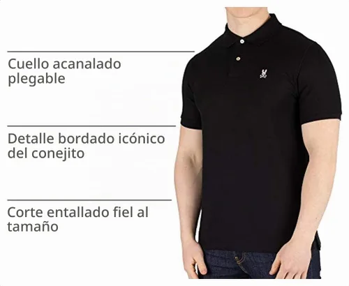 Vista 4 de Psycho Bunny - Polo de piqué clásico para hombre 001 negro