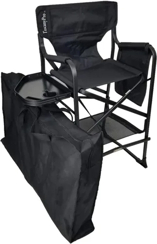 Vista 10 de Silla de directores alta profesional portátil con bandeja lateral, nombre personalizado/logotipo impreso, altura del asiento de 29 pulgadas